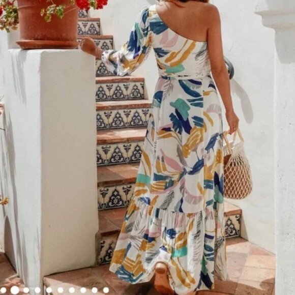 NWT L*Space Floral Josephine One Shoulder Maxi Dress Size 8 - Picture 2 of 11